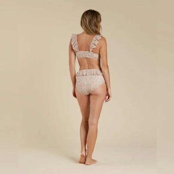 SOLD!  Rylee & Cru - Ruffled Top & Ruffled High Waisted Bikini Bottom - Picture 5 of 5
